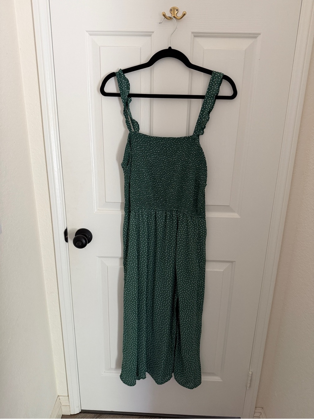 Abercrombie & Fitch Green Polka Dot Ruffle-Strap Midi Dress